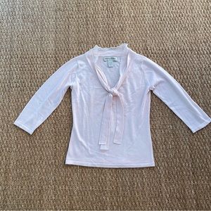 Banana republic silk and cashmere pink bow top size XS